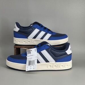 Adidas Breakbase J Sneakers Youth Size 4 Navy Blue White JQ3062 Sporty Casual
